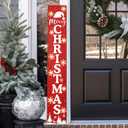 Perfnique Lighted Merry Christmas Sign, 47.3" Illuminated Welcome Porch Sign for Front Door, Wooden Hanging Yard Signs Standing Xmas Decor
