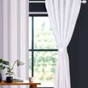 Lightnpro White Cotton Curtains 84 Inch Length - 50x84 Tab Top Farmhouse Drapes for Living Room, Bedroom or Dining, Light Filtering Long Window Curtains Panels 