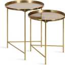 Kate and Laurel Ulani Modern Nesting Side Table; Set of 2; Gold; Sophisticated Glam End Tables for Storage and Display
