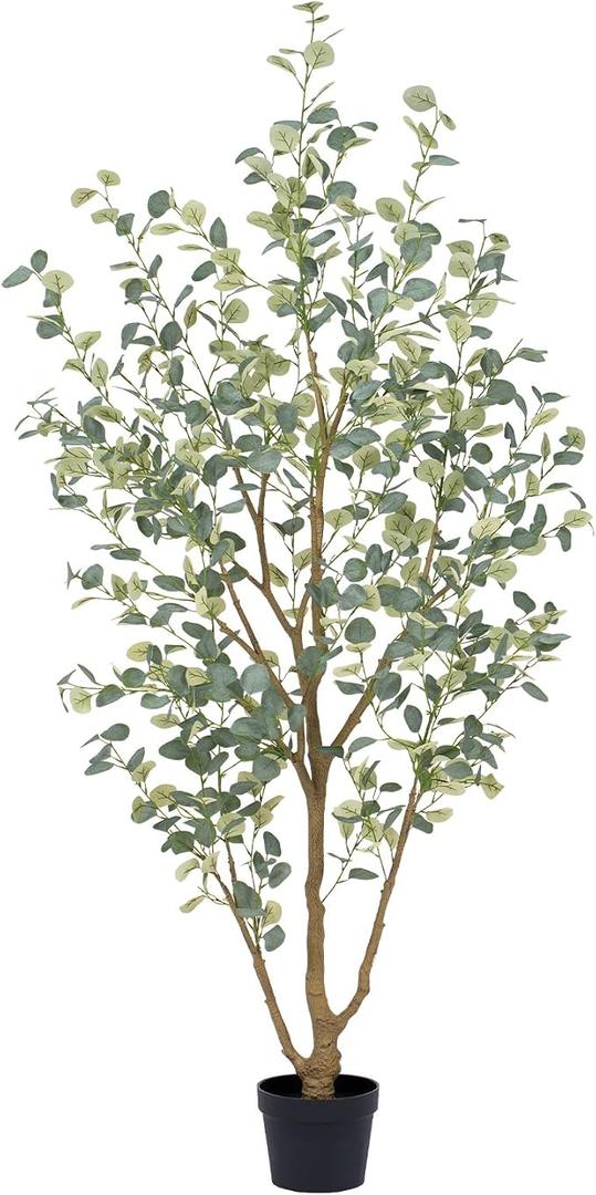 Keeplush 7FT Artificial Eucalyptus Tree Indoor, Faux Eucalyptus Tree with 689 Silk Leaves, Tall Fake Tree - Artificial Tree Indoor for Living Room Office Bedroom Home Decor