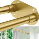 Double Shower Curtain Rod, Adjustable 28 to 76 Inches Wall Mounted Double Shower Rod Rustproof, Gold Shower Curtain Pole for Bathroom, Laundry Room, Bathtub and more