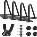 Hairpin Table Legs: Set of 4 Metal Furniture Legs with Floor Protectors for Nightstand Coffee Table Bench Desk Home DIY Projects Heavy Duty Support Hairpin Table Legs (Black) 4×4×2,5 In