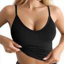 iGENJUN Tank Tops for Women 2025 Built in Shelf Bra Spaghetti Strap Summer Camisole U Neck Slim Fit Ribbed Sleeveless (Small)