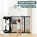 keny 29.7"-46" Baby Gate for Stairs, Auto Close Dog Gates for Doorways, Pressured Mounted No Drilling Pet Gate Extra Wide, One-Hand Opening Dual Lock Stair Gate, Indoor Kids Necessities, Black