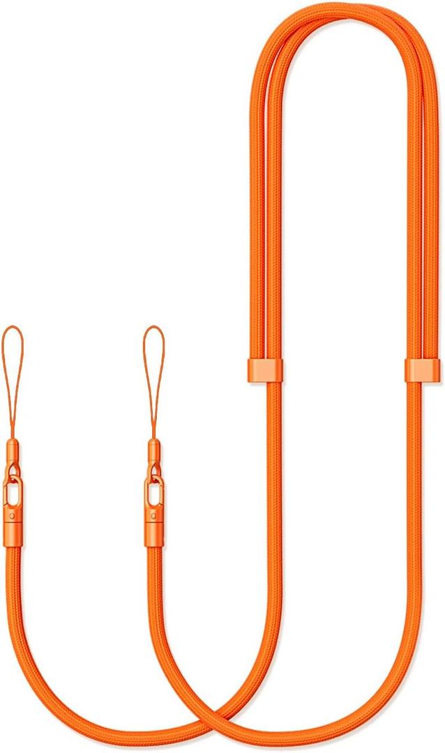 Thickened Crossbody Strap (Without Case) Compatible with iPhone 17/Air/Pro/Max Phone Cases and Other Device with Dual Lanyard Holes, Adjustable Hands-free Shoulder Neck Camera Phone Strap (Orange)