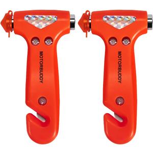 MOTORBUDDY 2-Pack Car Safety Hammer Seatbelt Cutter, Auto Emergency Escape Hammer with Window Glass Breaker and Seat Belt Cutter, Striking Red Escape Tool for Car Accidents