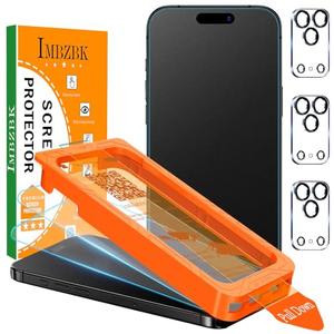 IMBZBK [Auto-Dust Removal] 3 Pack Matte Screen Protector for iPhone 17 Pro [Military Grade] Accessories, Case Friendly Film, 3 Tempered Glass Camera Lens Protector, Anti-Glare, Smooth as Silk