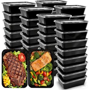 50-Pack Meal Prep Containers, 26 OZ Microwavable Reusable Food Containers with Lids for Food Prepping, Disposable Lunch Boxes, Plastic Food Boxes- Stackable, Freezer Dishwasher Healthy