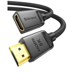 Silkland 8K HDMI Extension Cable 3.3FT/1M HDMI Extender 2.1, 8K60hz 4K120hz HDMI Male to Female Adapter,Ultra High Speed 48Gbps HDMI Cord Compatible with Fire Stick Roku TV Blu-Ray Laptop PS5/4 Xbox