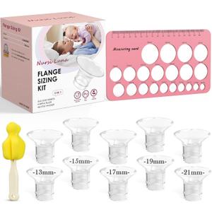 Flange Sizing Kit 3 in 1 with 10PCS Flange Inserts 13/15/17/19/21mm, Silicone Flanges Insert Kit for 24mm Flange/Shield, Pumping Essentials Kit for Moms (Pink)