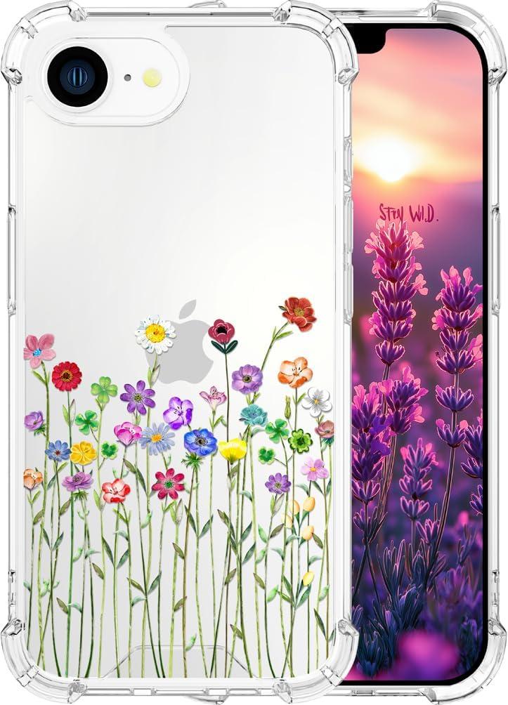 Compatible for iPhone 16e Cases with Design, Cute Transparent Phone Case for Women Girls Girly with Heavy Duty Protective Bumper (Clear Flower Floral Bouquet)