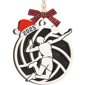 Volleyball Christmas Ornament 2025 - Sport Ornament for Boy Girl, Volleyball Gifts for Player Coach Team Friend, Wooden Christmas Ornaments for Tree Decor - Holiday Keepsake & Xmas Gift Exchange Idea