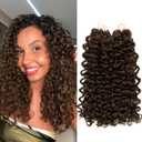 Human Crochet Hair for Black Women 120G Brown Crochet Real Human Hair 4# Deep Wave Feather Crochet Human Hair for Boho Braids or Locs Reuseable/Invisible Color 4 14Inch 100 Strands(14Inch Brown)