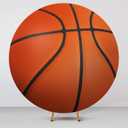 VitalCozy 6.5Ft Round Spandex Backdrop Cover - Sports Theme Arch Backdrop for Party & Photography - Birthday Decoration, No Stand or Balloons Included(Orange)