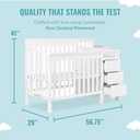 Dream On Me Jayden 4in1 Mini Convertible Baby Crib & Changer with Storage in White, Pinewood, GreenGuard Gold & JPMA, 1 Mattress Pad, 3 Levels, Converts to Mini Day & Twin-Size Bed (Add On Rail)