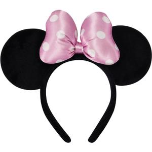 Handmade Mouse Ears Headband for Women and Ladies, Polka Dot Bow Minnie Ears Costume Accessories (Light Pink)