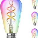 Feit Electric Smart ST21 Light Bulb, 60W Eq, Dimmable, Spiral Filament Edison Style. WiFi Enabled, Works with Alexa/Google Home, Millions of Colors, 15,000-Hr. Lifetime, ST2160RGBWFILAG/RP/3, 3 Pack