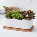 Yarlung 10 Pack Small Bamboo Saucers, 7 Inch Plant Saucers Rectangular Flower Pot Drainage Trays for Succulent, Cactus, Small Indoor Plants
