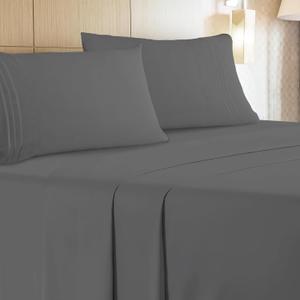 Queen Sheets Set of 4-100% Microfiber Queen Size Sheets with Extra Soft and Wrinkle Free - Set of 4 for Queen Size Bed with Deep Pockets - Charcoal