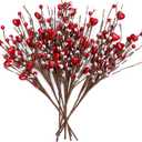 Valentines Day Decorations Floral Picks Stems - 8Pcs,16 Inch Artificial Red Berry Heart Shaped Branches Gift for Wedding Home Vase Decor