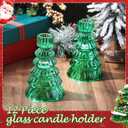 LemonRoad 12 Pack Christmas Glass Taper Candle Holder Tree Shape Clear Candlestick Holder Fit 0.8 Inch Candle Pine Tree Shape Crystal Candlestick Stand Centerpiece for Christmas Table (Green)
