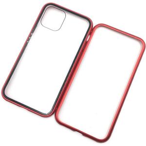 For iPhone 11 magnetic mobile phone shell all-inclusive for Apple 11 double glass Case magnetic Protective cover metal frame red