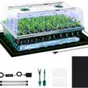 PJT Self Watering Seed Starter Tray with Grow Light & Heat Mat, 60-Cell Seed Starting Kit with 4.3 Humidity Dome for Seed Germination, Complete All-in-One Kit for Easy Seed Starting