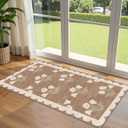 Front Door Mat Indoor Entrance - 2x4.3 Ft Floral Washable Layered Doormat Outdoor Entrance Porch Rug Non-Slip Tan Boho Farmhouse Runner Rug for Kitchen Hallway Bedroom Laundry Room Porch Decor