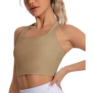 KOKITA Women's Sports Bra Fitness Short Tank Top Criss-Cross Back Padded Strappy Sports Bras Yoga Workout Bra, Medium