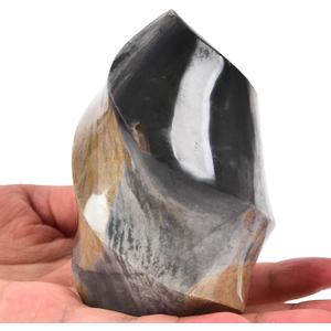 AMOYSTONE Polychrome Jasper Flame Shaped Stone Towers Obelisk Natural Healing Crystal Quartz Reiki Energy Decoration Home Office 0.6-1.0LBS