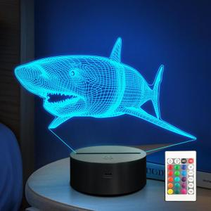 Shark Gifts, Sharks Night Light, Ocean Lamp with 16 Colors Changing & Timer & Dimmer, Cool Ocean Gifts for Birthday, Xmas, Graduation, Back to School for Boys, Kids, Women, Men, Shark Lovers