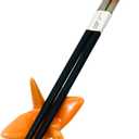 JapanBargain, Set of 5 Reusable Bamboo Chopsticks with Porcelain Crane Rests, Japanese Style Gift Set in Elegant Box, Black Chopsticks with Gold and Red Crane Print, Dishwasher Safe (Multicolor)