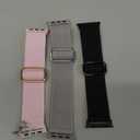 DaQin 3 Pack Stretchy Solo Loop Compatible with Apple Watch Band 38mm/40mm/41mm/42mm, Adjustable Braided Sport Elastic Nylon Strap for iWatch Series 10 Women Men  Black/Pink Sand/Gray)