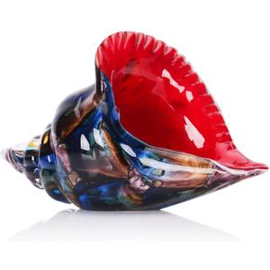 XMGZQ Hand Blown Glass Conch Figurines Ornament,Sea Animal Ornament for Home Decor,Sea Animals Collection for Birthday Gift,Red Glass Seashell (Db)