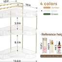 BEFSOP Corner Bathroom Counter Organizer, Upgraded 3-Tier Makeup Organizer Countertop with Makeup Brush Holder, Skincare Exquisite Vanity Organizers Countertop Bathroom Storage Dresser(CLEAR)