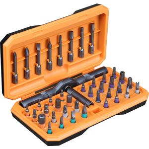 Screwdriver kit 42 in 1 aluminum alloy material, ratchet magnetic, DIY combination flexible shaft, suitable for furniture assembly, electrical repair, bicycle tools, Orange
