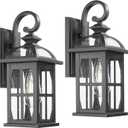 Darkaway Outdoor Wall Lights, Exterior Light Fixture with Seeded Glass, Aluminum Anti-Rust Exterior Lights Sconces Lighting for House Porch Yard Hallway Doorway Garage, Medium-2 Pack