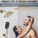 Shower Faucet Set Rainfall Shower System Push Button Diverter Shower Faucet with 4 in 1 Handheld, Ceiling Mount 12 Inch Shower Head and 6 Inch Wall Mount Shower Head (Brushed Gold)