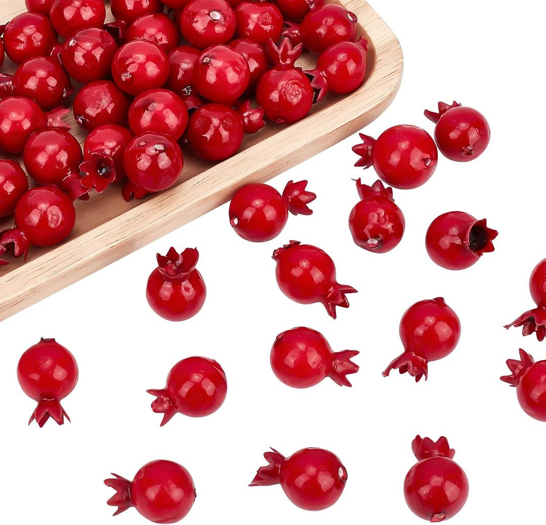 CHGCRAFT 50Pcs Mini 0.79 Inch Artificial Pomegranate Realistic Fake Fruit Lifelike Apple Simulation Foam Pomegranate for Floral Arrangements Halloween Christmas Home Kichen Display Decor