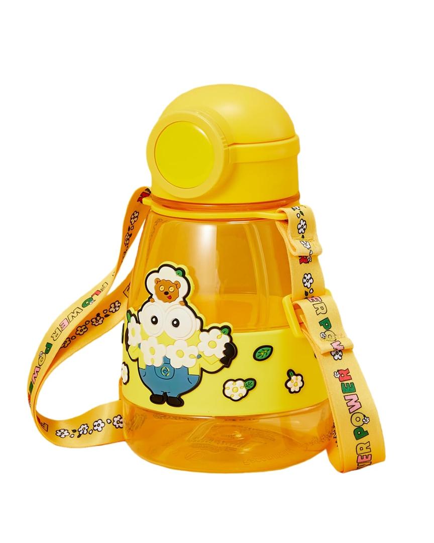 MINISO Minions Kids Water Bottle 27 oz Leak Proof Tumbler with Straw, Durable Cup with Lid Plastic Water Bottle with Strap for Kids Toddlers School Travel Sports Home Office Camp Minion Fans BPA-Free