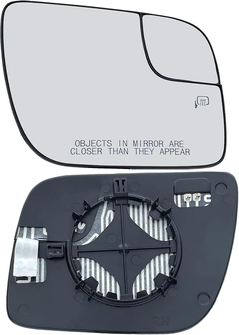 Right Side Mirror Glass Compatible with Ford Explorer 2011 2012 2013 2014 2015 2016 2017 Passenger Side Heated Mirror Glass BB5Z17K707A BB5Z17K707B Convex Mirror with Backing Plate