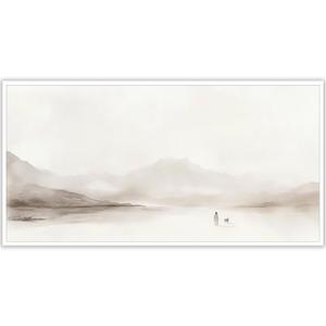 Minimalist Christ Posters Jesus Leaves The 99 Sheep Wall Art Beige Abstract Decor Vintage Jesus and Lamb Canvas Unique Christian Faith Aesthetic for Easter Prayer Living Room Decor 12x24ines Unframed