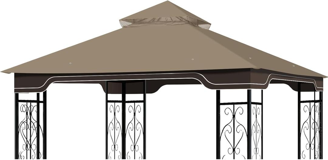 10x12 Gazebo Canopy Replacement for 10 x 12 Regency II Patio Gazebo Model L-GZ798PST,A101004104,A101004105 (Khaki)