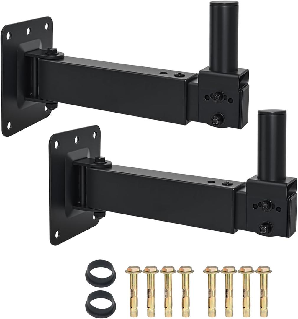 DAGCUXIN Heavy Duty Speaker Wall Mount,Adjustable Tilt & Swivel Wall Mount Brackets for Professional Audio PA Speakers,Hold up to 100lbs DX329 (2 Packs Black)
