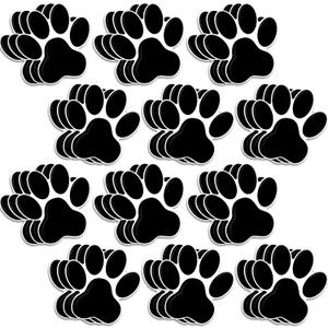 Junkin 60 Pcs Mini Paw Prints Cutouts Accents Bulletin Board Patrol Table Decorations Wall Decal Poster for Kids Educational School Home Party Supplies(Black)