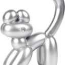Cute Balloon Cat Statue Decor - 7.8 Inch Modern Cat Statue Ornament, Home Crafts Living Room Desktop Bedroom Sculpture Decoration (Silver, Large)