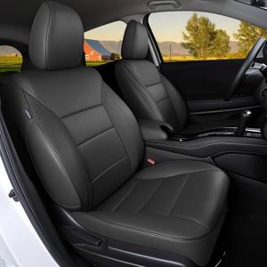 HKZ Fundas de asiento HRV de cuero de ajuste personalizado para Honda HR-V, juego completo, impermeables, compatibles con bolsa de aire, fcil instalacin (negro, 2016-2018 EX, EX-L y 2016-2022 LX)