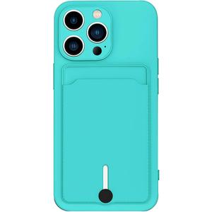 for iPhone 13 Pro Max Phone Case with Card Holder [Slim + Protective] Silicone Phone Case iPhone 13 Pro Max Wallet Case for Women Men (Lake Blue)