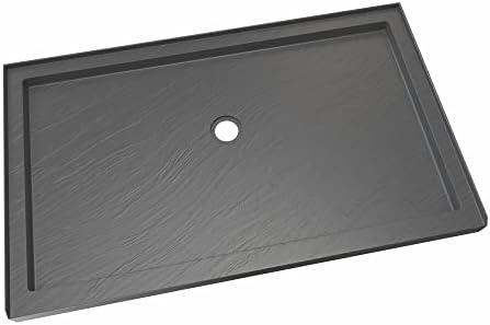 DreamLine SlimLine 32 inch D x 60 inch W x 2 3/4 inch H Center Drain Single Threshold Shower Base in Slate Gray