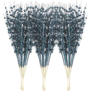 Sea Team 24-Pack Artificial Glitter Berry Stem Ornaments, Decorative Bead Sticks, Glittery Twigs, Picks, Branches for Christmas Tree, Small Vase, Holiday, Wedding, Party (17 Inches, Stone Blue)